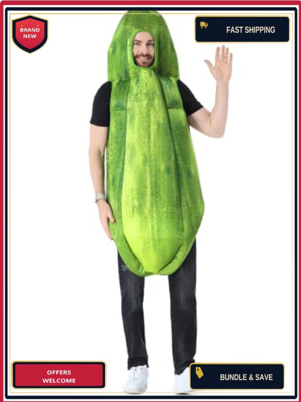 Adult Halloween Pickle Costume Funny Food Cosplay Jumpsuit Dress Up Party
